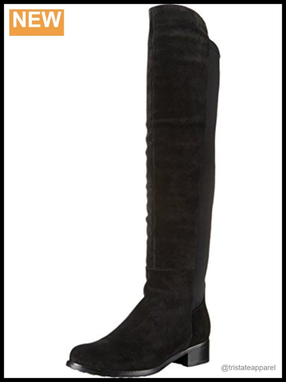 Blondo Velma Waterproof Riding Boots Suede Stretchy Calf Stacked Heel Round Toe